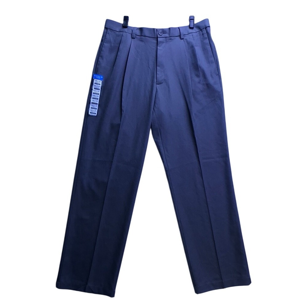 Haggar Dress Pants Mens 34x30 Gray Cool 18 Pro Pleated Classic Fit Slacks